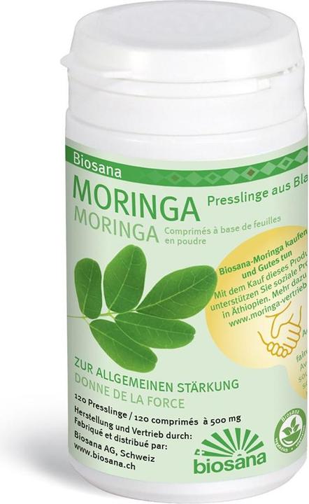 Actual product image Biosana Moringa Blattpulver SPEZ Tablette (120 Piece, Pills, 82 g)