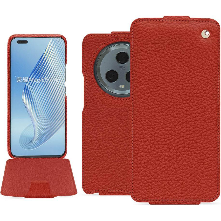 Noreve Lederschutzhülle vertikal (Honor Magic5 Pro), Smartphone Hülle, Orange