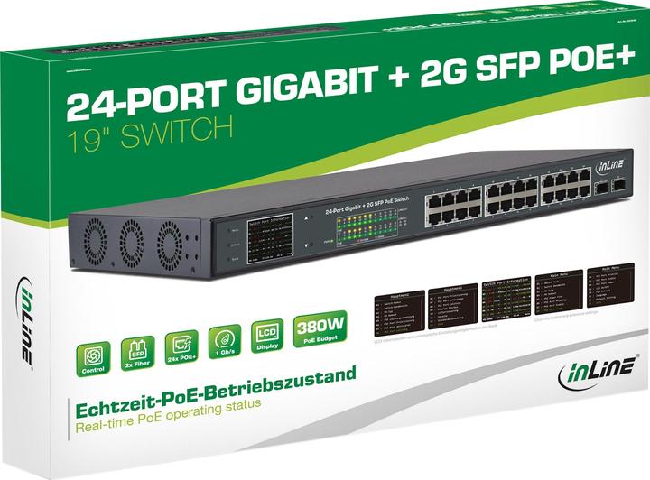 Actual product image InLine PoE+ Gigabit Network Switch 24 Port (24 Ports)