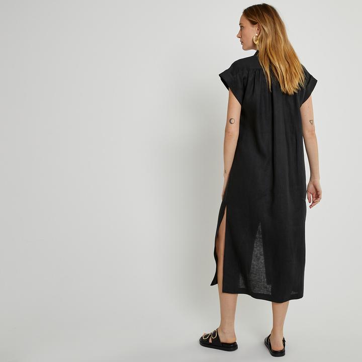 Image du produit La Redoute Collections Robe-blouse midi Signature en lin (M)