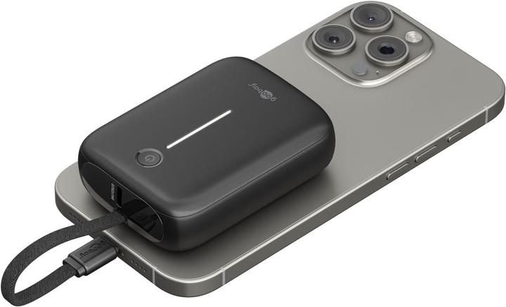 Productafbeelding Goobay Powerbank 10.000 mAh mit integriertem USB-C-Kabel (10000 mAh, 15 W, 37 Wh)
