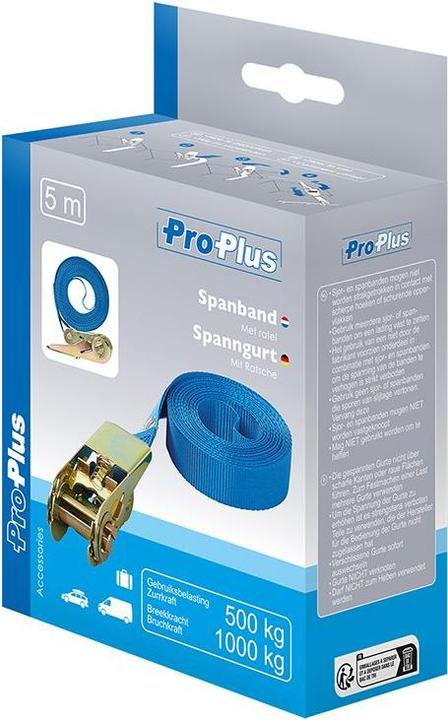 Produktbild ProPlus Spanngurt blau mit Ratsche 5 Meter