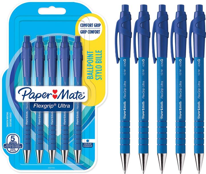 Image du produit Paper Mate Stylo à bille Flexgrip Ultra RT M (Bleu, 5x)