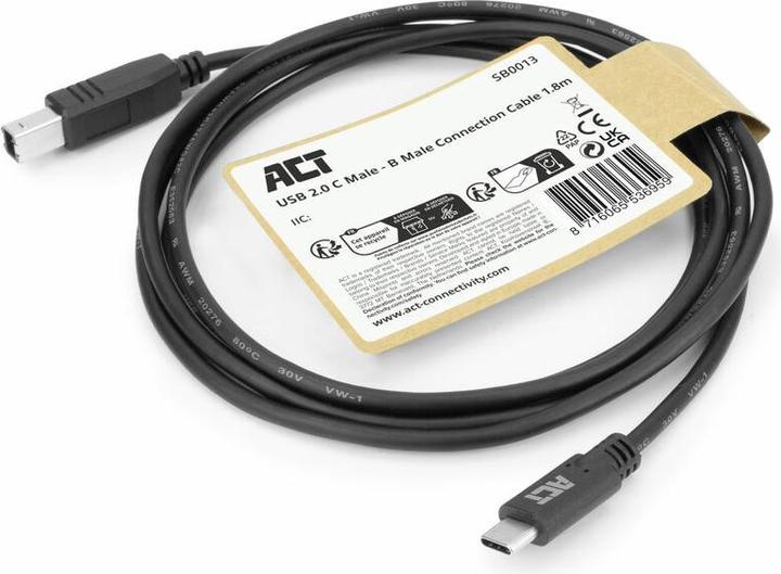 Image du produit ACT Câble USB 2.0, USB-C vers USB-B, 1,8 mètre (1.80 m, USB 2.0)