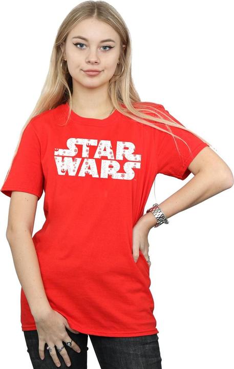Actual product image Star Wars Womens/Ladies Christmas Logo Cotton Boyfriend T-Shirt (3XL)