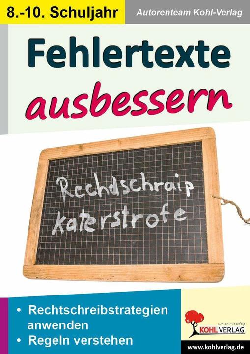 Produktbild Fehlertexte ausbessern / Klasse 8-10 (Deutsch, Petra Lindner-Köhler, 2018)
