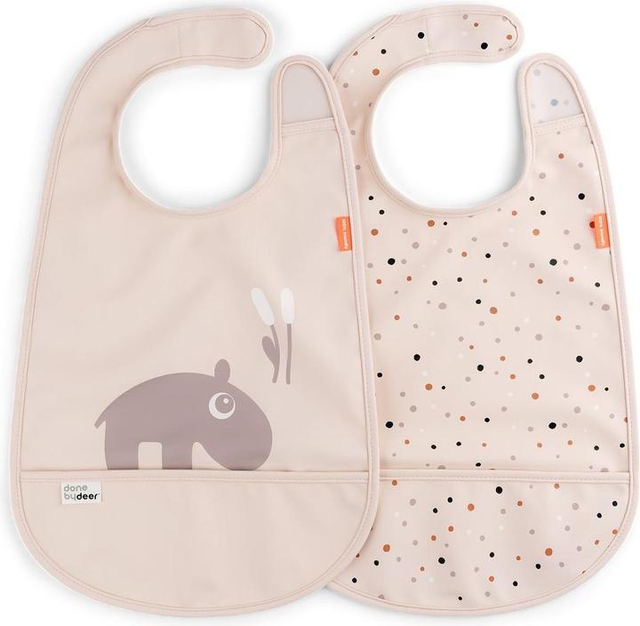 Done by Deer Bib with Velcro fastener 2-pack Ozzo Pink