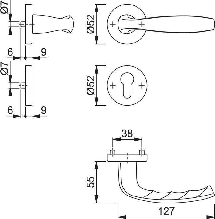 Actual product image Hoppe Rosette set New York 1810/42KV/42KVS Aluminium F1 round PZ DIN left / right D/D (Door handle)