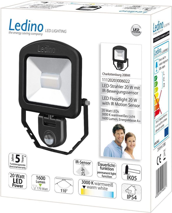 Actual product image Ledino LED spotlight w. sensor (1600 lm, IP54)