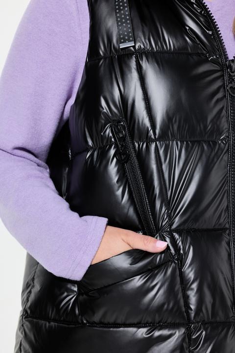 Produktbild Miamoda Steppjacke, lange A-Linie, Kapuze, Glitzersteinchen-Bänder (46)