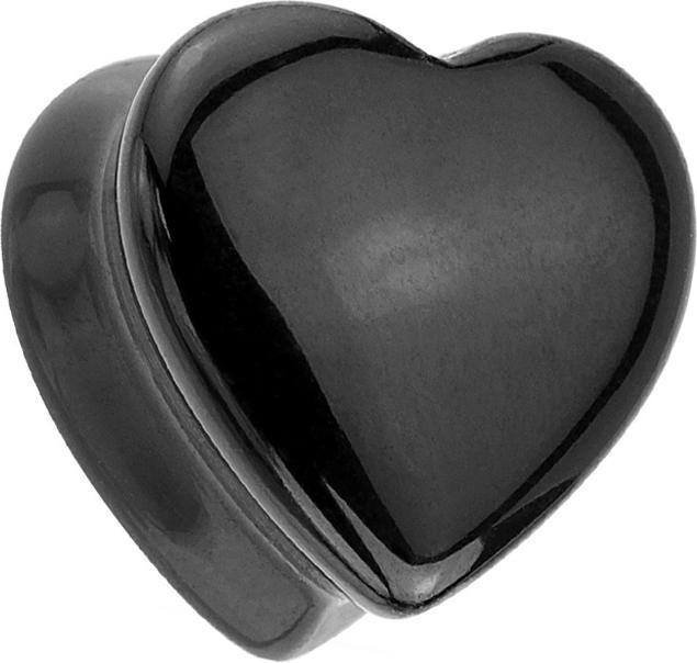 Image du produit Star Piercing Flared Plug Coeur en pierre d'onyx noire (sans laiton, Minéral)