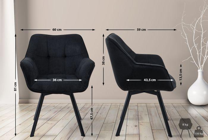 Produktbild Swisshandel24 Esszimmerstuhl Jordi Cord, schwarz