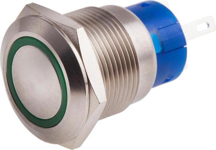 Produktbild RS PRO 19mm,stainless,SPST,mom,Grn,24V