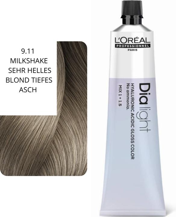 Image du produit L'Oréal Professionnel L'Oral Professionnel Dialight 911 Milkshake Very Light Blonde Deep Ash 60ml (9,11 Milkshake Blond très clair Cendré profond)