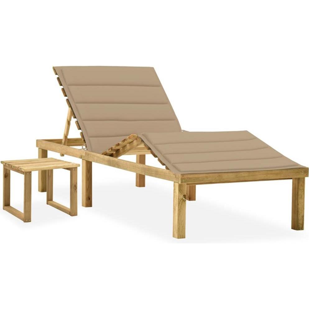Thumbnail - VidaXL, Liegestuhl, Garten-Sonnenliege mit Tisch und Auflage Kiefer Imprägniert (200 cm)