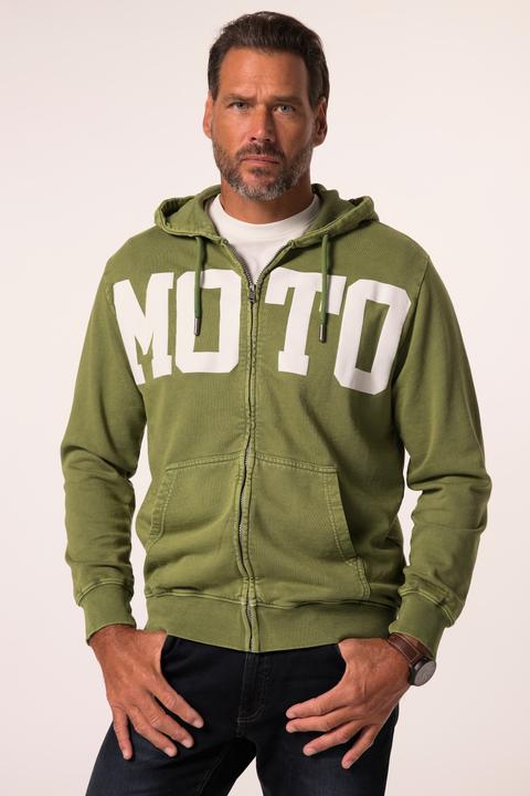 Actual product image JP1880 hoodie jacket, sweat fabric, vintage look, hood, badges, up to 8 XL (5XL)