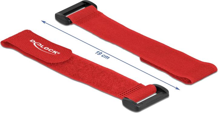 Actual product image Delock Velcro cable tie with loop L 190 x W 25 mm red 5 pieces (Velcro cable ties, 190 mm, 5 pcs.)