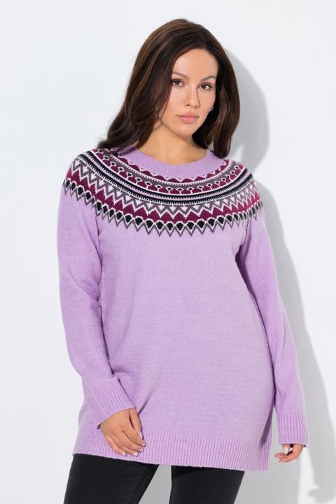 Produktbild Ulla Popken Norweger-Pullover, Rundhals, Raglan-Langarm (50, 52)