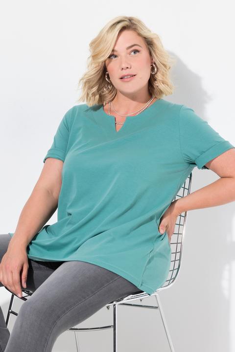 Immagine prodotto Ulla Popken T-shirt dal taglio svasato con scollo a tunica e mezze maniche (42, 44)