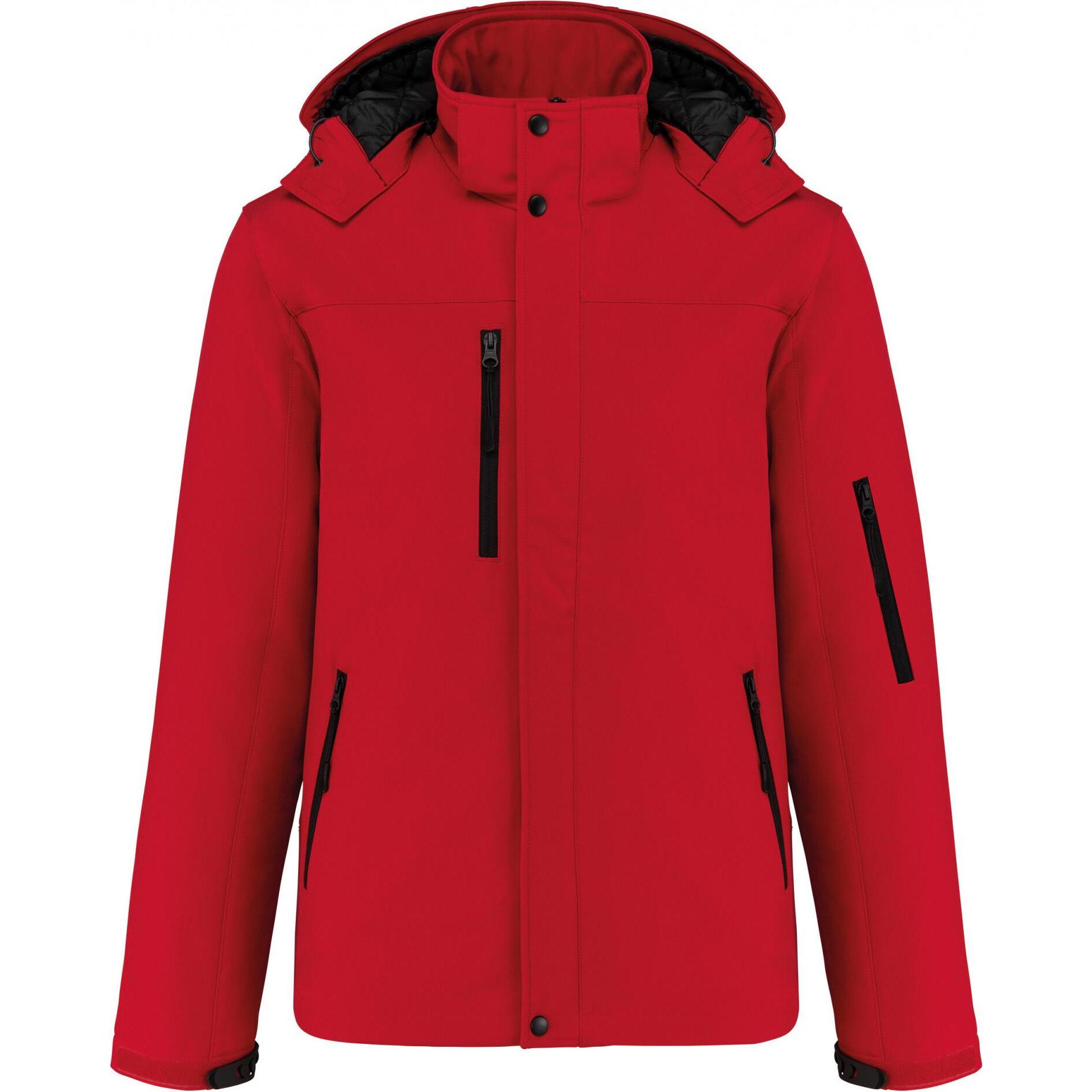 Kariban, Herren, Jacke, Fleece-gefütterte Softshelljacke mit Kapuze (4XL), Rot, 4XL