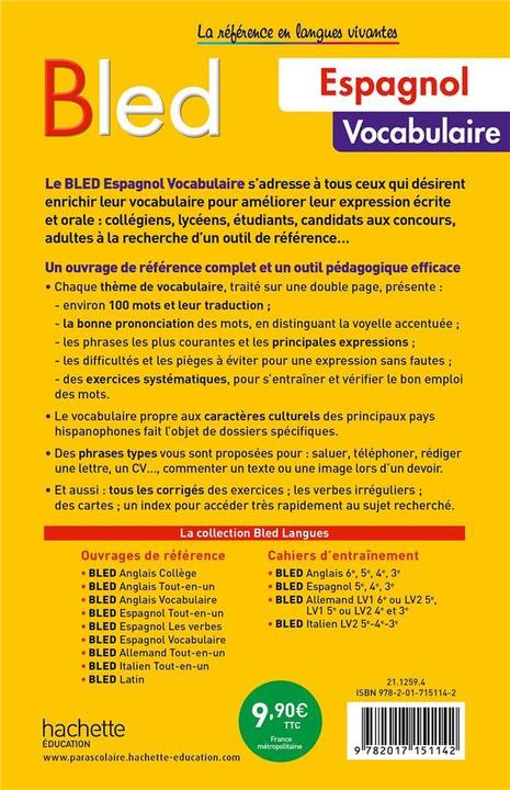Actual product image Bled espagnol : vocabulaire (French, Michelle Froger, Cleren Montaufray, 2021)