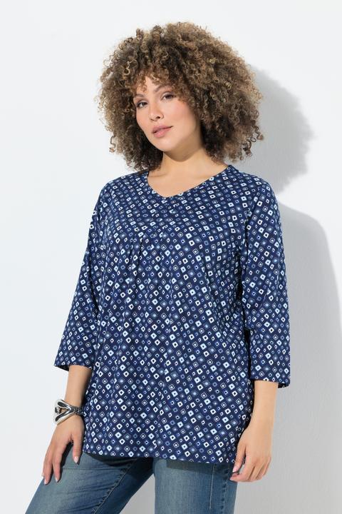 Immagine prodotto Ulla Popken Maglia dal taglio svasato con stampa animalier, scollo a V e maniche a 3/4 (50, 52)