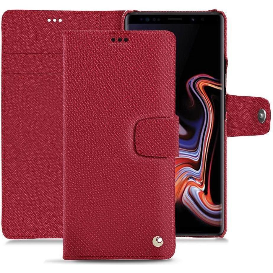 Noreve Lederschutzhülle Wallet (Samsung Galaxy Note 9), Smartphone Hülle, Rot