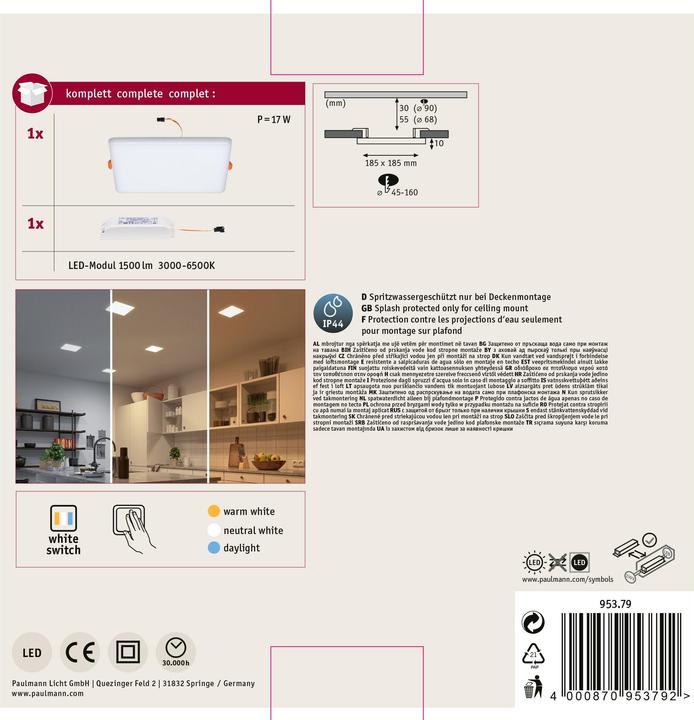 Produktbild Paulmann Einbaupanel Veluna VariFit (1500 lm)