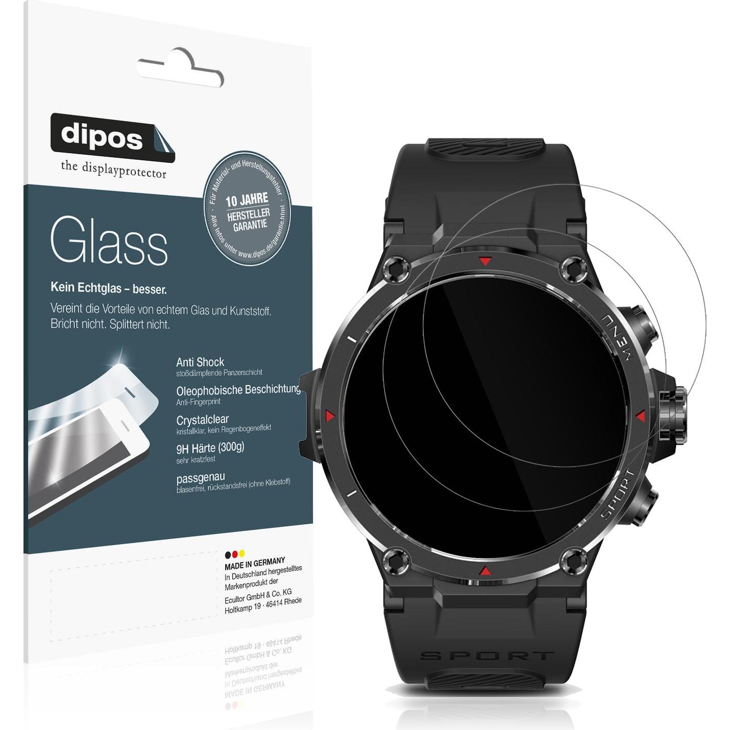 Dipos Anti-Shock Displayschutz 9H, Smartwatch Schutzfolie, Transparent