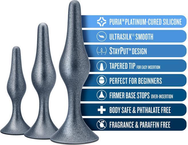 Produktbild Blush Novelties Anal Adventures Matrix Genesis Plug Kit - Puria™ Silicone Anal Plug, Ultrasilk® Smoo
