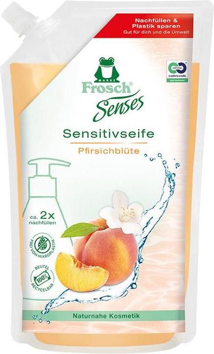 Frosch Sensitiv Seife Peach Blossom (Flüssigseife, Handseife Nachfüllpackung, 500 ml)