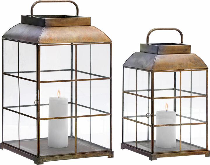 Lot De 2 Lanternes Shabby Chic Fer Et Verre – Déco Jardin & Balcon