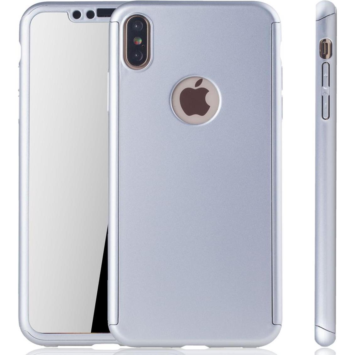 König Design Hülle Handy Schutz für Apple iPhone XS Max Full Case Cover Displayschutz Silber (Apple iPhone XS Max), Smar...