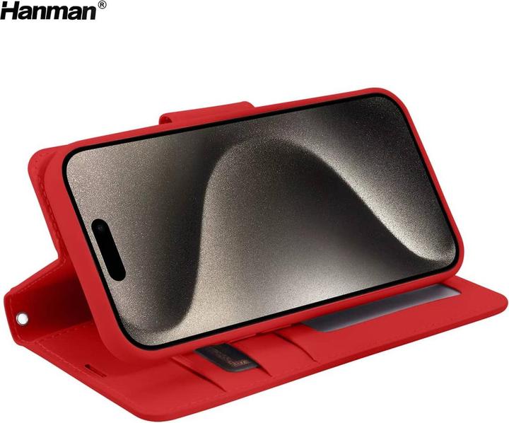 Produktbild Hanman Apple iPhone 12 / 12 Pro - Mill Flip Case mit 3 Kartenfächern, rot (Apple iPhone 12, Apple iPhone 12 Pro)