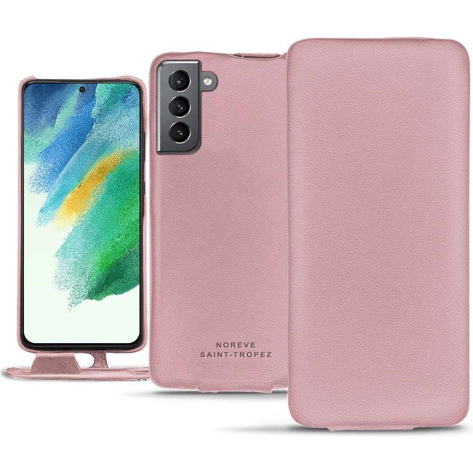Noreve Lederschutzhülle vertikal (Samsung Galaxy S21 FE), Smartphone Hülle, Rosa