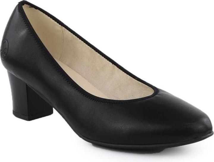 Rieker Schwarze Damen-Pumps aus Leder mit niedrigem Absatz (37)