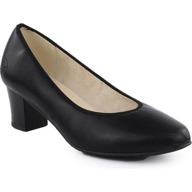 Rieker, Donne, Pumps, Schwarze Damen-Pumps aus Leder mit niedrigem Absatz, Nero, (37)