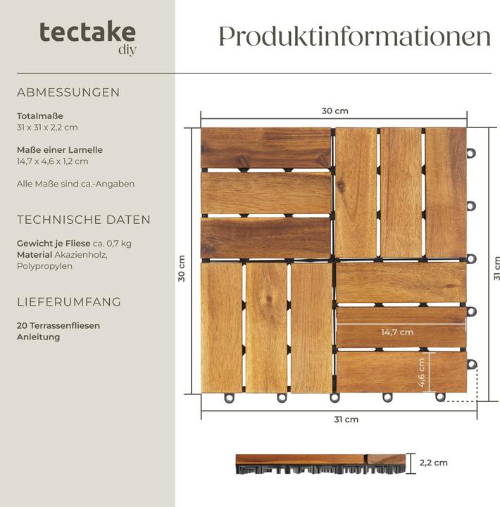 Actual product image tectake Tabula (20 x, 31 x 31 cm)