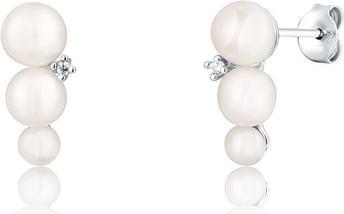 JVD Charming Silver Earrings With Real Pearls