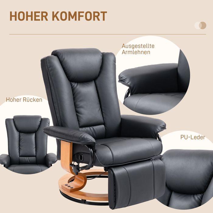 Produktbild Swisshandel24 Relaxsessel Drehbar, Fernsehsessel, bis 150 kg, Kunstleder, Schwarz