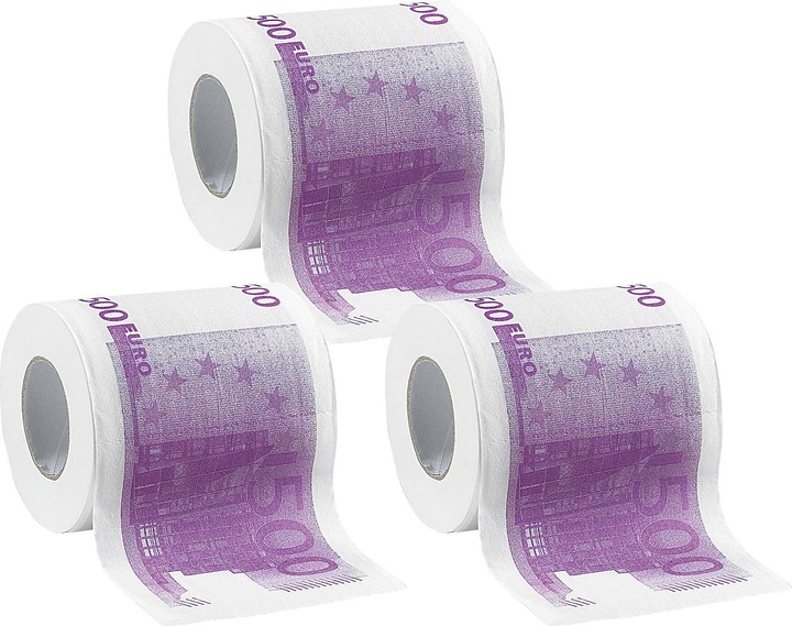Actual product image Infactory Set of 3 toilet paper with printed 500 euro notes (3 x)