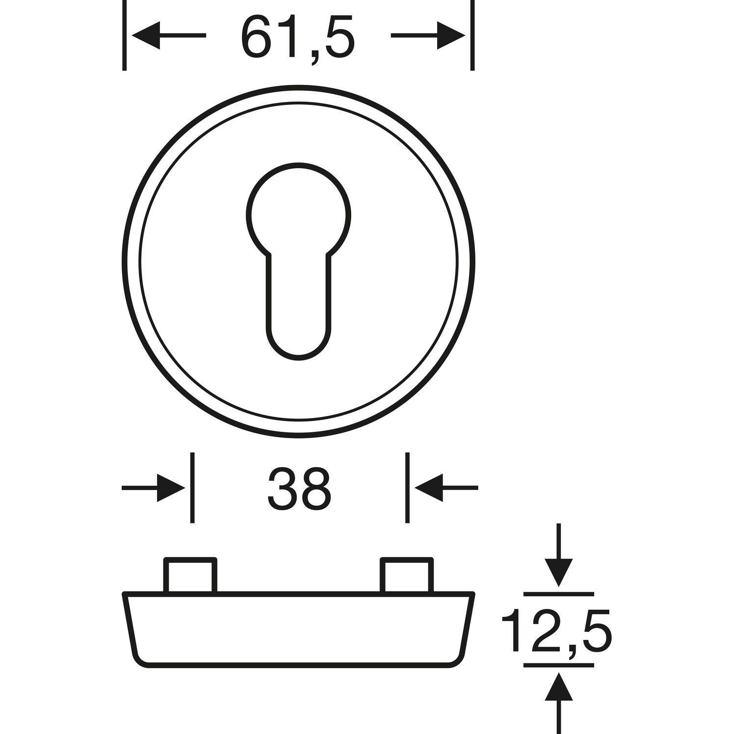 Thumbnail - FSB, Türgriff + Fenstergriff, Schutzrosettenpaar 73 7395 00 Edelstahl 6204 rund ohne Zylinderabdeckung Stärke 12,5 mm (T...