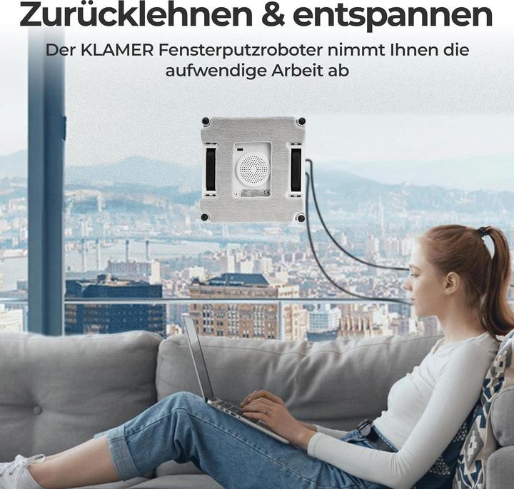 Produktbild KLAMER Fensterputzroboter, Kompakter Fensterroboter mit automatischer Kanten-Erkennung, Dual Sp…