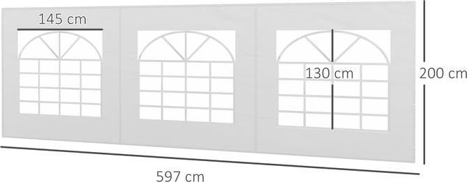 Produktbild Swisshandel24 Seitenteil mit Fenster, Seitenwand für Pavillon ca. 6 x 2 m Seitenplane Ersatzwand für Partyzelt, We (200 cm, 597 cm)
