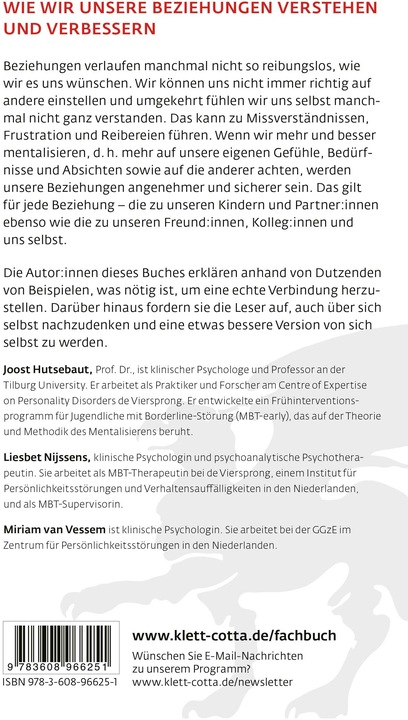 Produktbild Die Kraft des Mentalisierens – Eine Einführung (Deutsch, Nijssens Hutsebaut, Joost, 2024)