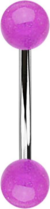 Image du produit Star Piercing Micro banane avec deux boules acryliques violettes "Glow (sans laiton, Acier chirurgical 316L, Matières plastiques)