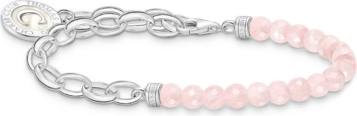 Image du produit Thomas Sabo Member Charm Bracelet avec des perles de quartz rose et Charmista Coin en argent (15 cm, Argent 925, Émail)