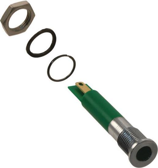Produktbild RS PRO 8mm flush satin chrome LED, green 12Vdc