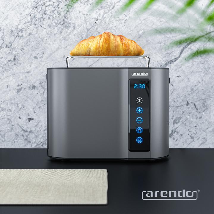 Actual product image Arendo Toaster stainless steel 2 slices short slot, display with remaining time indicator, touch panel