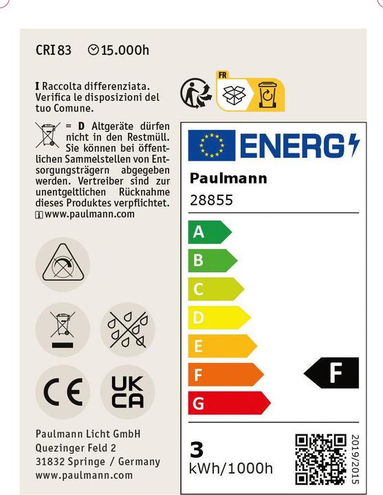 Energielabel Paulmann LED Kaarsenfakkels Set van 2 E14 (E14, 250 lm, 2x)